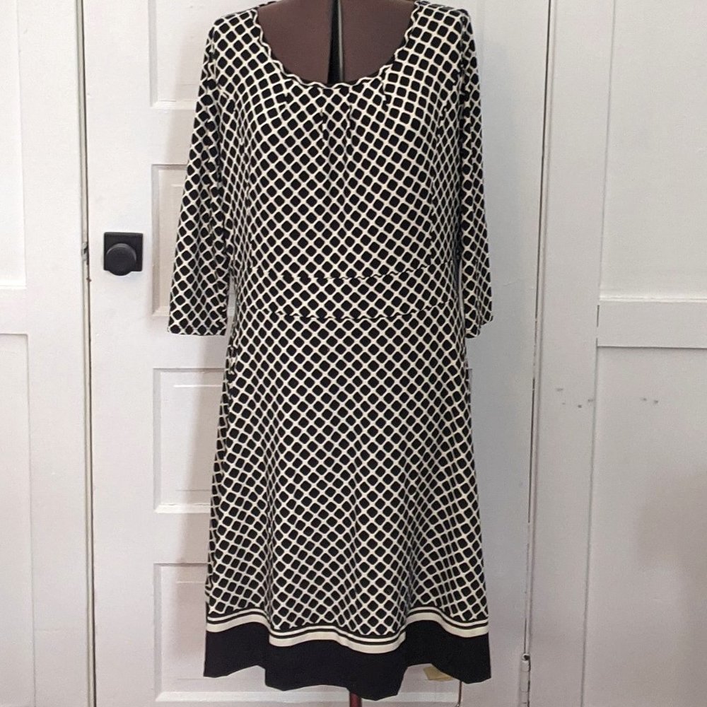 TALBOTS Black & Cream Dress Sz 1X